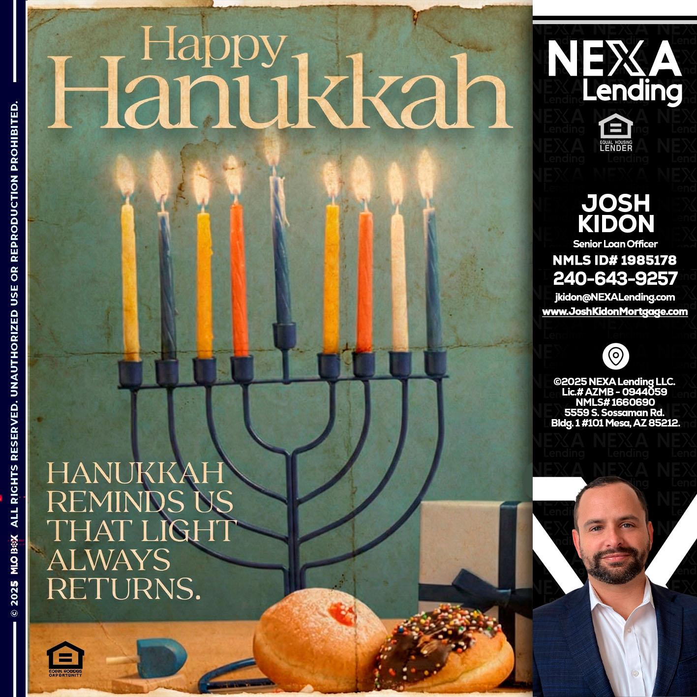 HAPPY HANUKKAH - Joshua Kidon -Senior Loan Officer