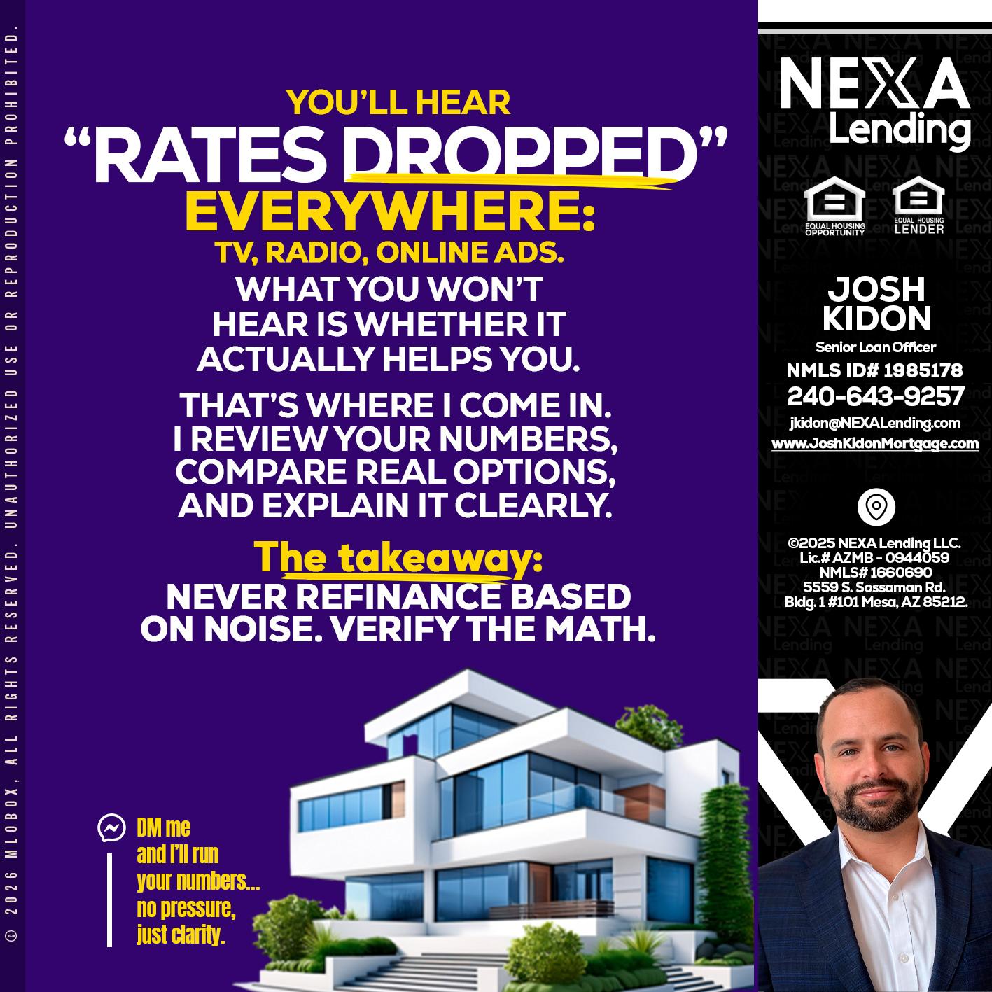 RATES DOPPED - Joshua Kidon -Senior Loan Officer