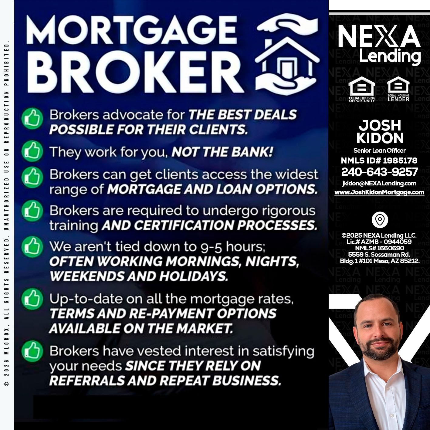 MORTGAGE BROKER - Joshua Kidon -Senior Loan Officer