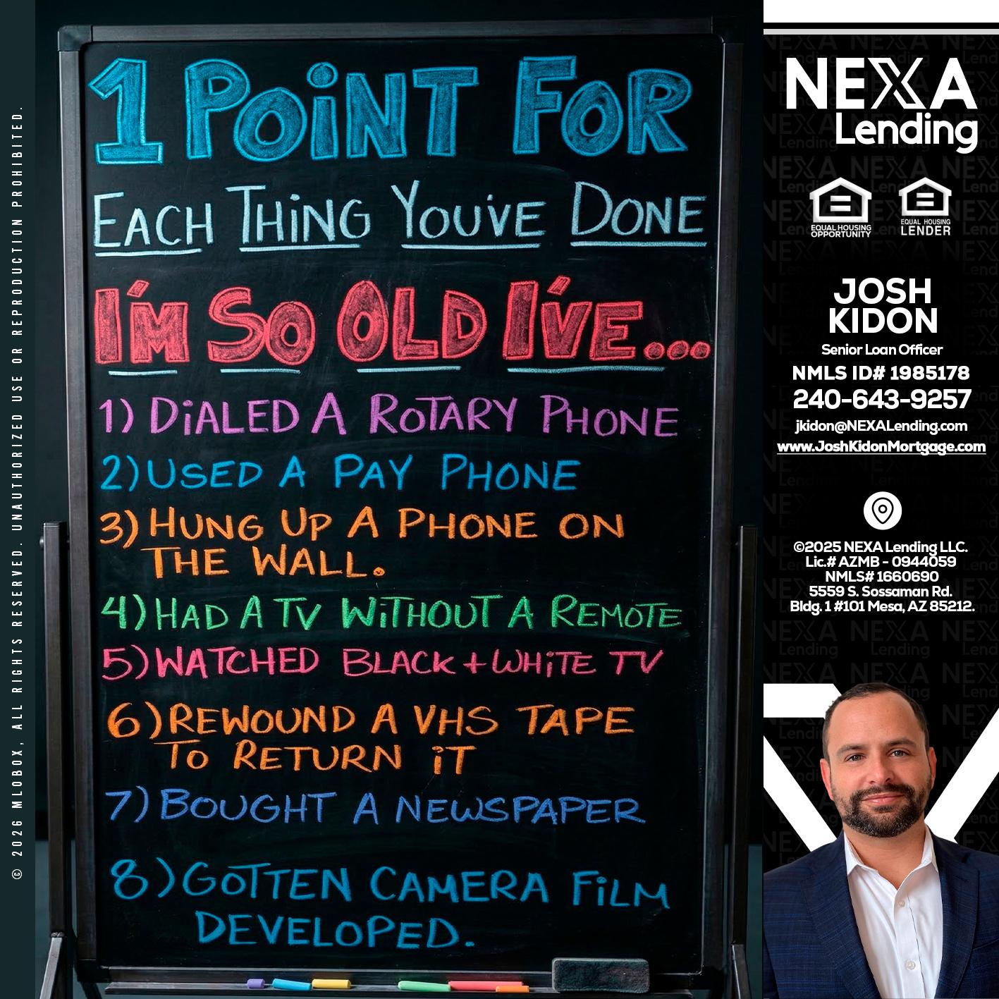1 point for - Joshua Kidon -Senior Loan Officer