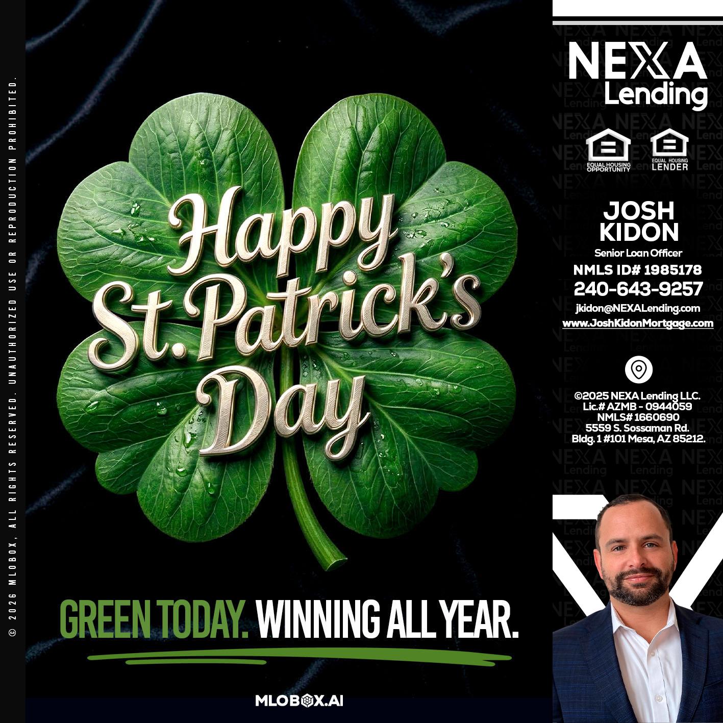 happy st. Patricks day - Joshua Kidon -Senior Loan Officer