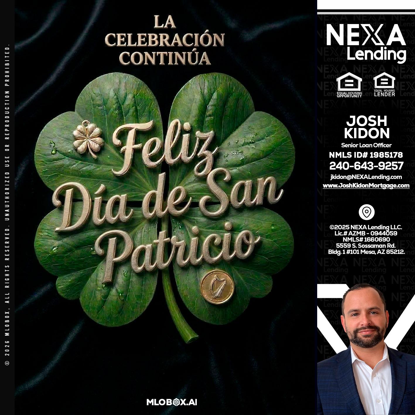 FELIZ DIA DE SAN PATRICIO - Joshua Kidon -Senior Loan Officer