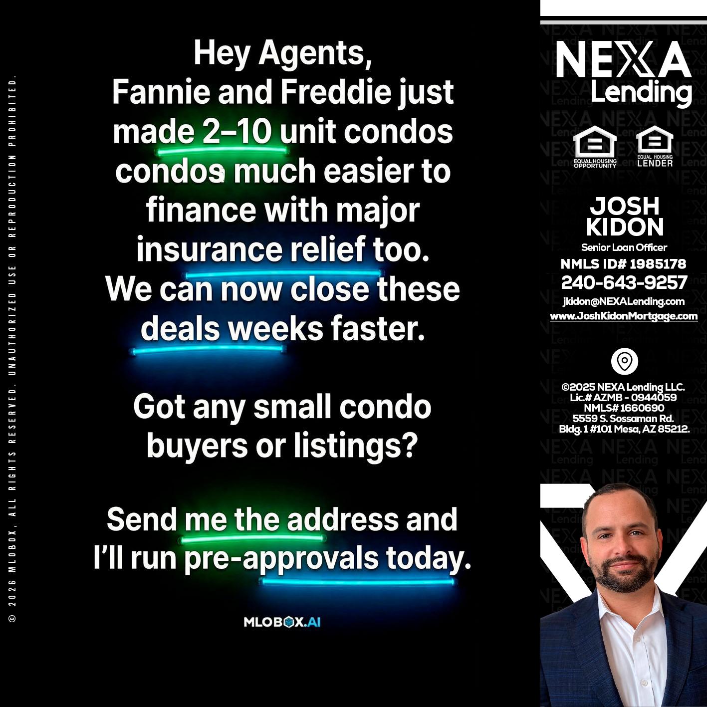 HEY AGENTS - Joshua Kidon -Senior Loan Officer