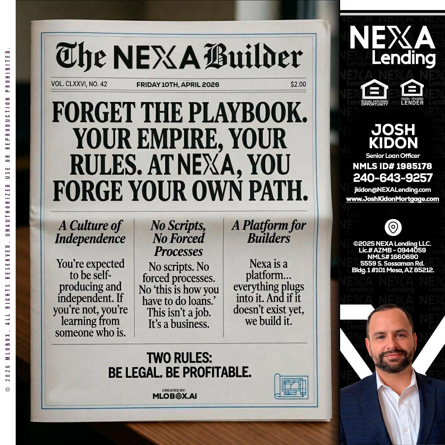 THE NEXA BUILDER - Joshua Kidon -Senior Loan Officer