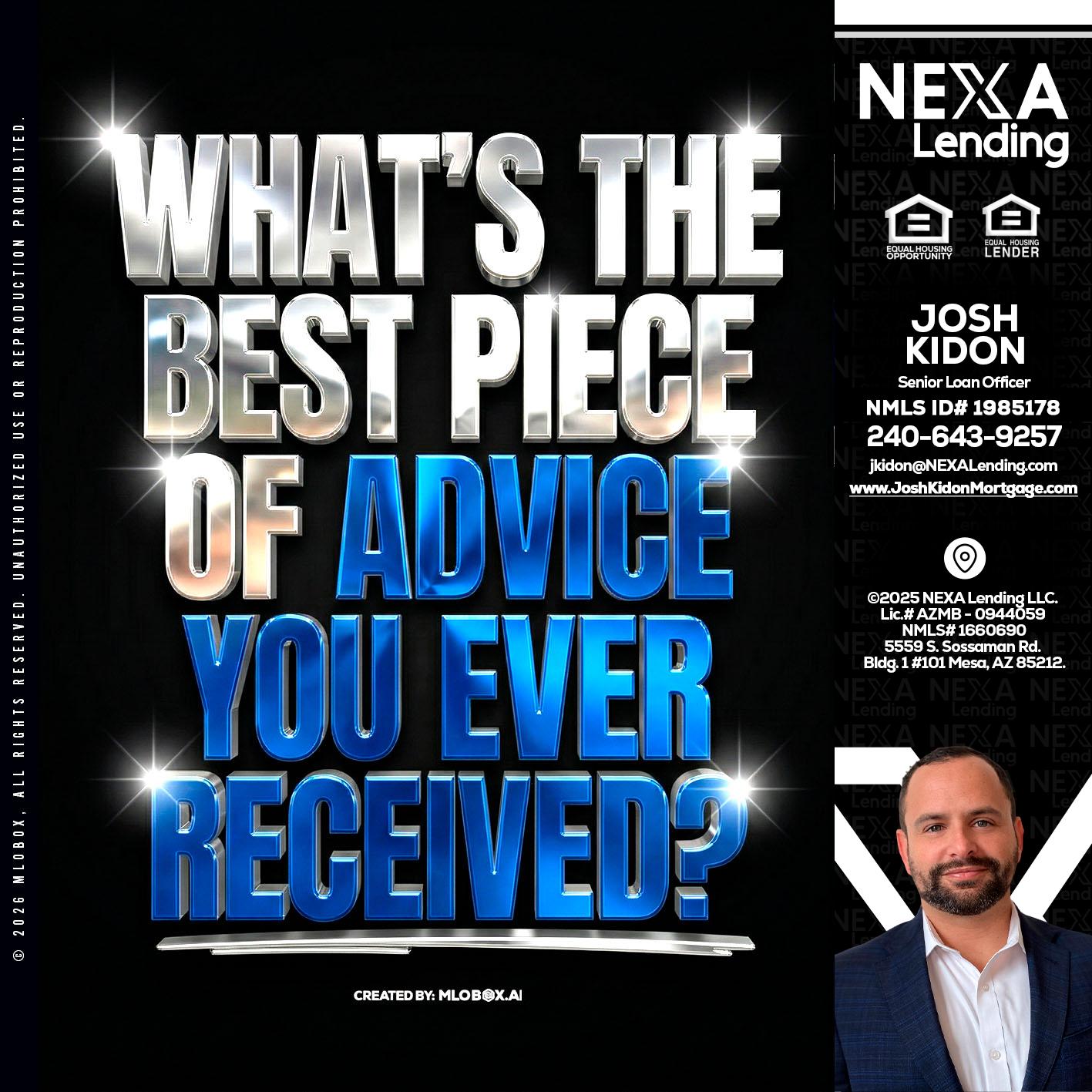 WHATS THE BEST - Joshua Kidon -Senior Loan Officer