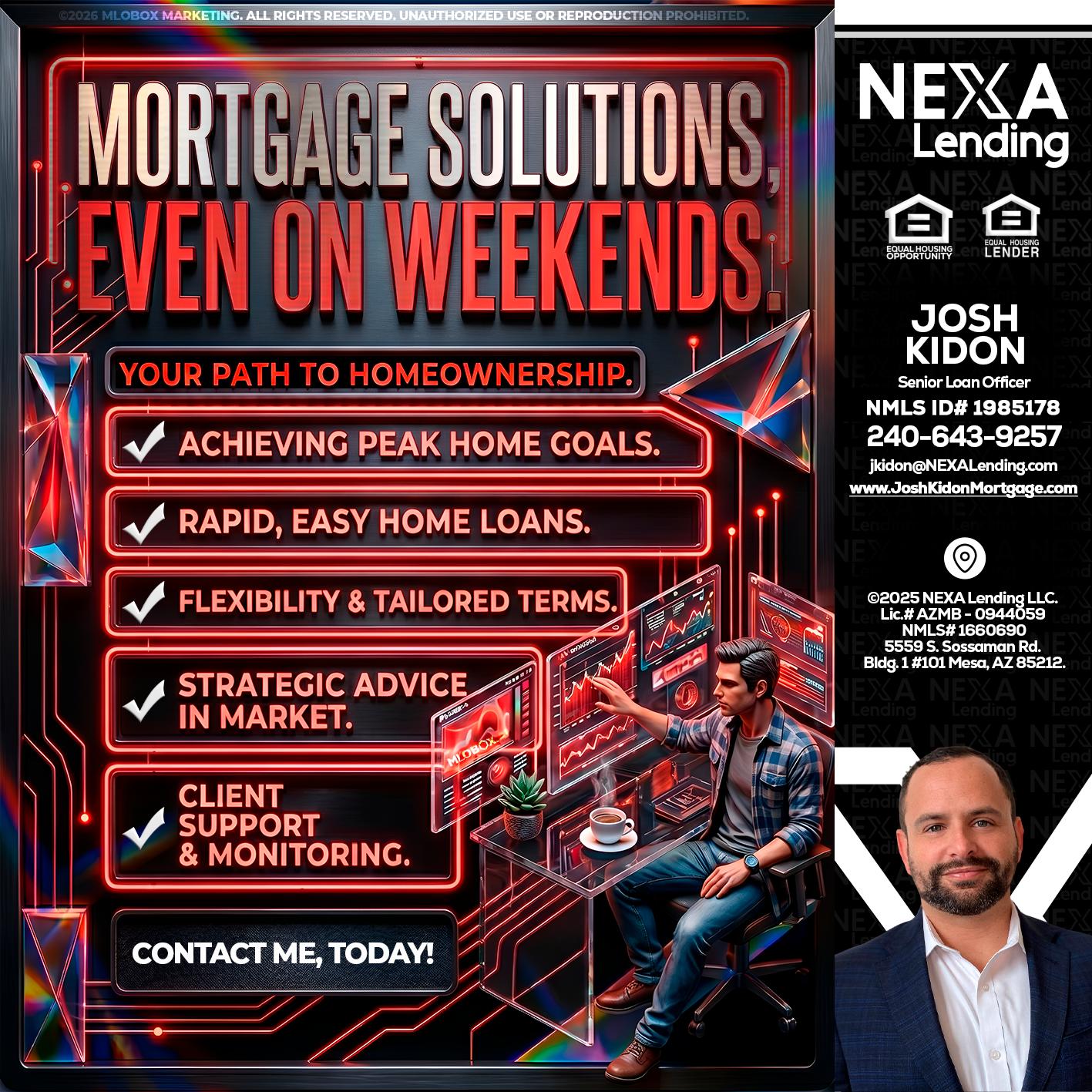 WEEKEND SOLUTIONS - Joshua Kidon -Senior Loan Officer