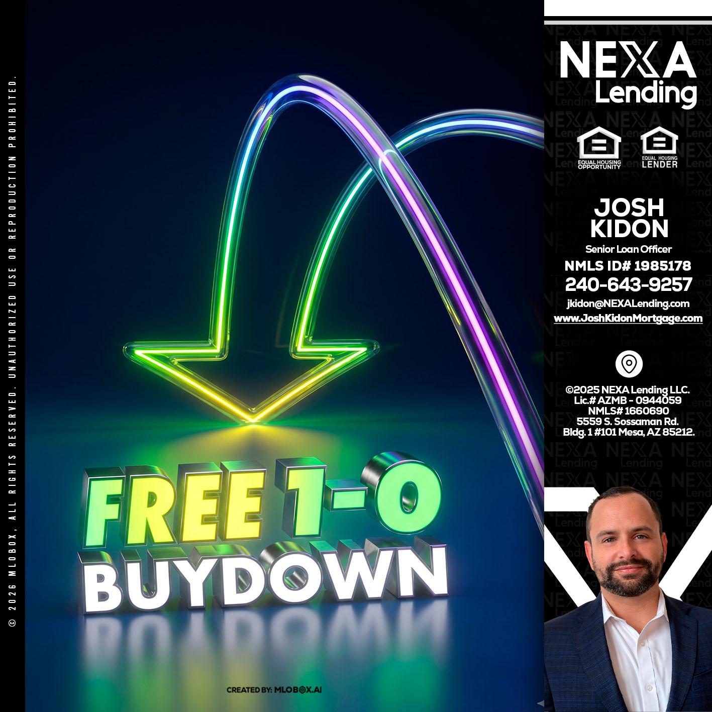 FREE 1-0 BUYDOWN - Joshua Kidon -Senior Loan Officer