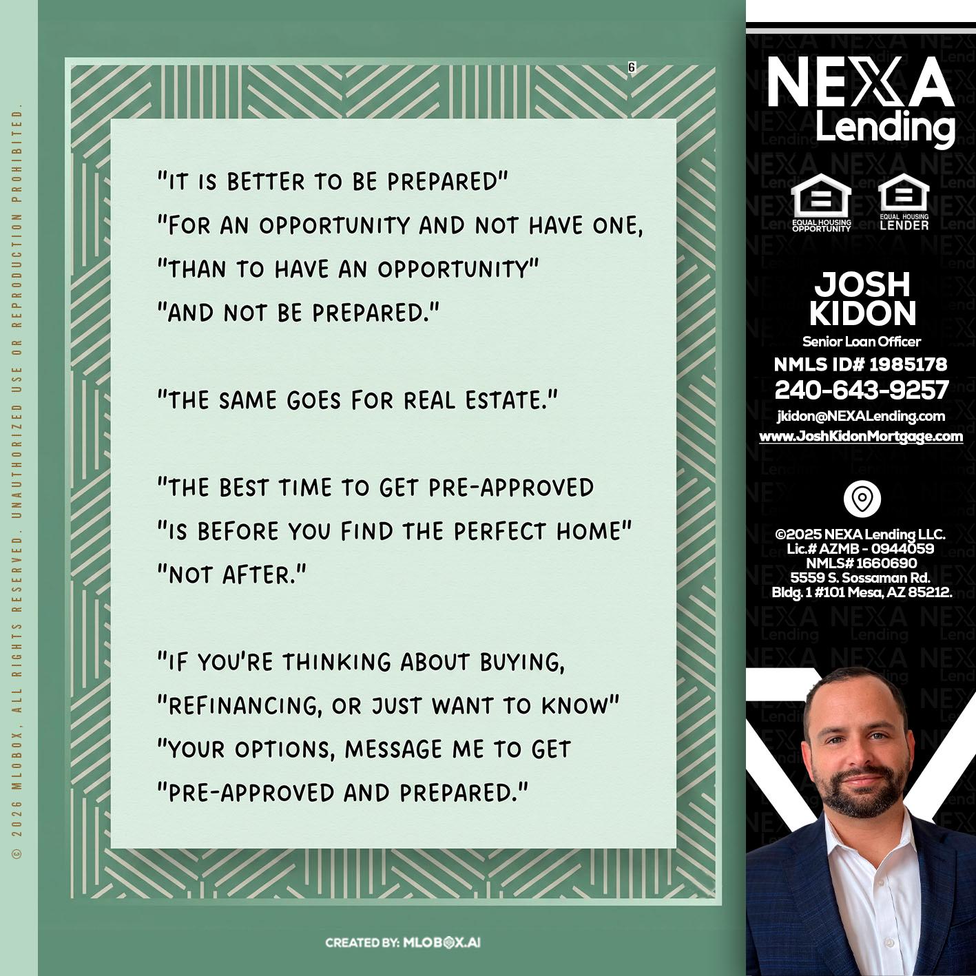 its better - Joshua Kidon -Senior Loan Officer
