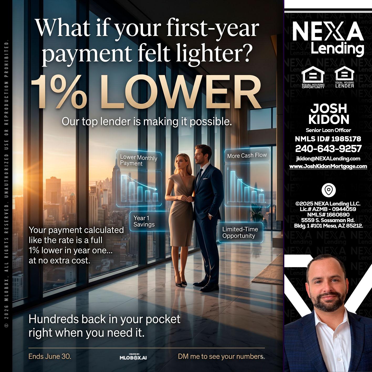 1% LOWER - Joshua Kidon -Senior Loan Officer
