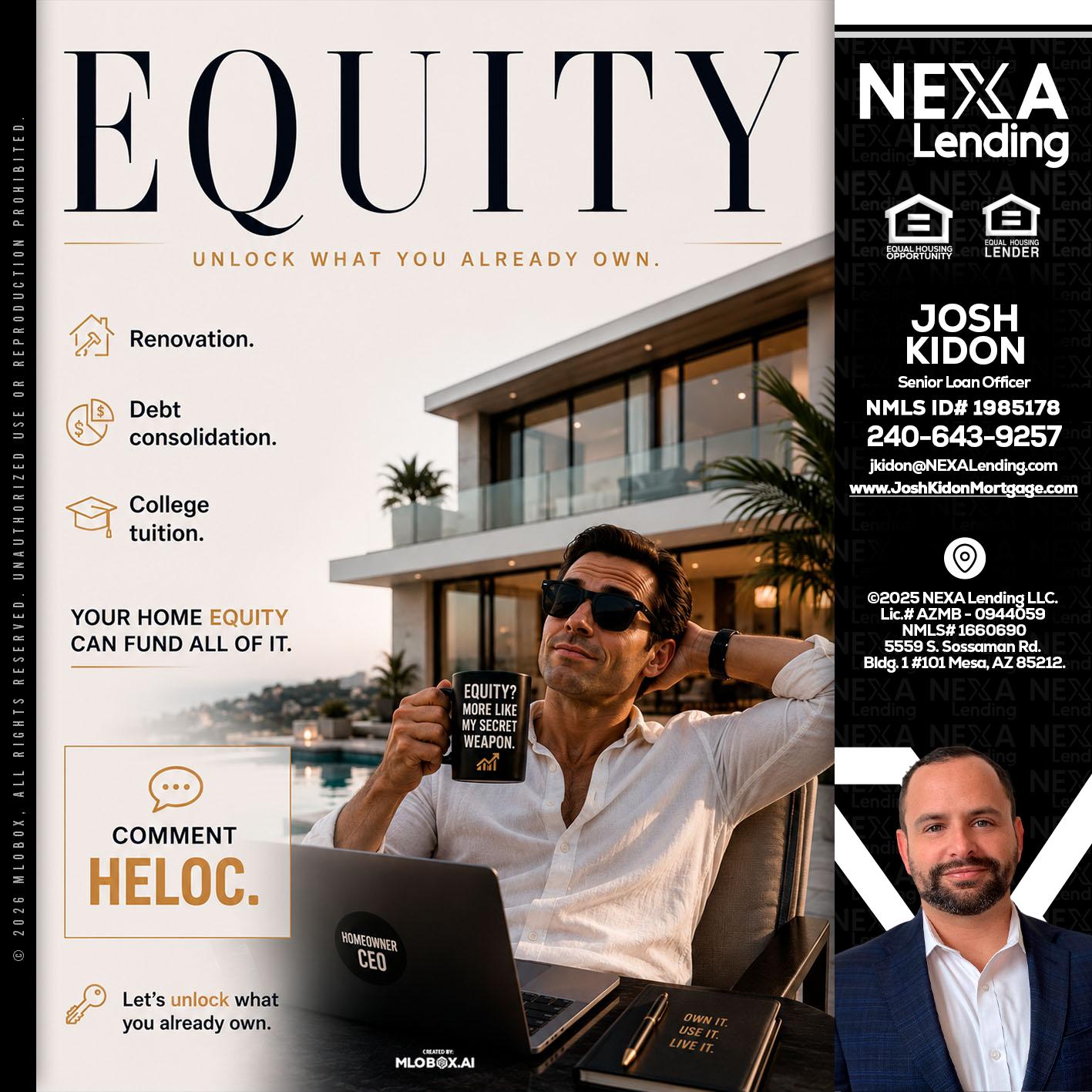 EQUITY - Joshua Kidon -Senior Loan Officer