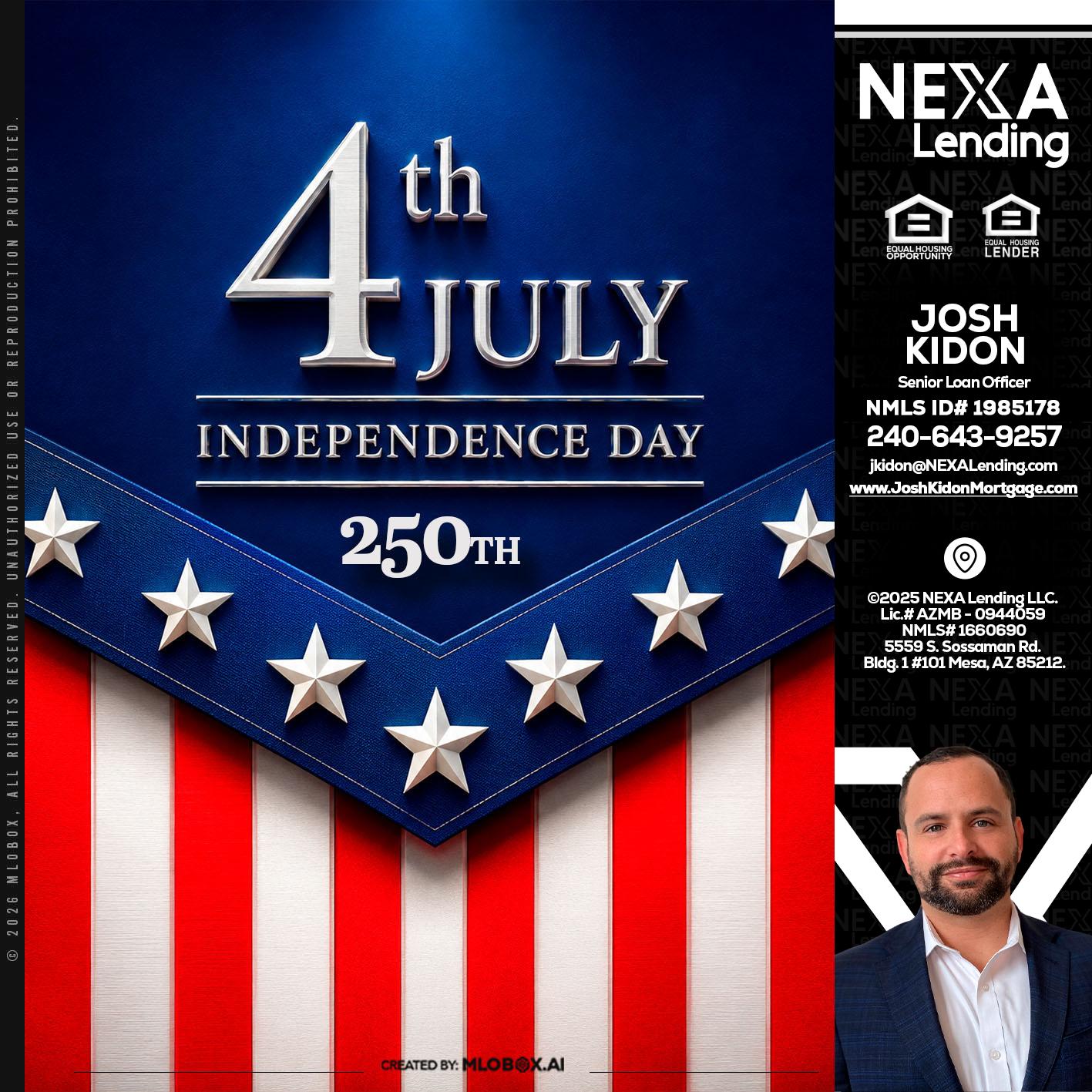 4th of july - Joshua Kidon -Senior Loan Officer