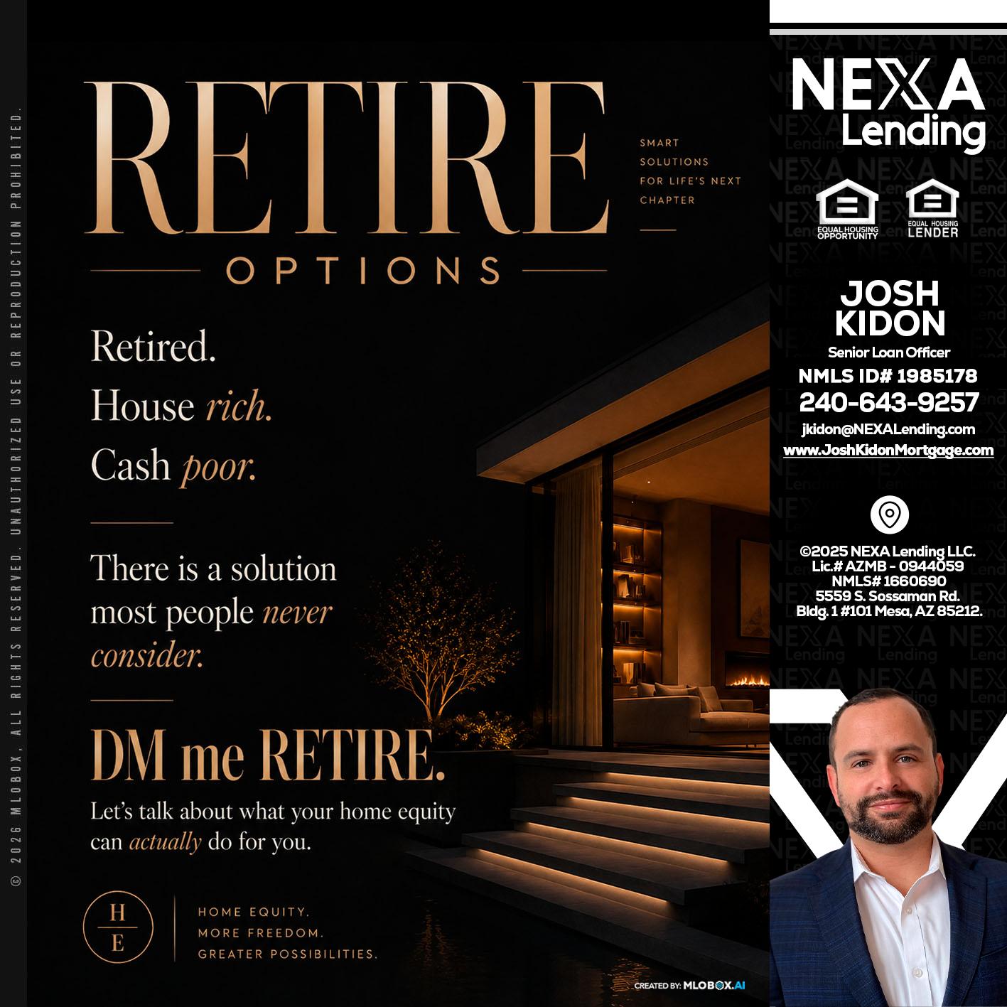 RETIRE LOANS - Joshua Kidon -Senior Loan Officer