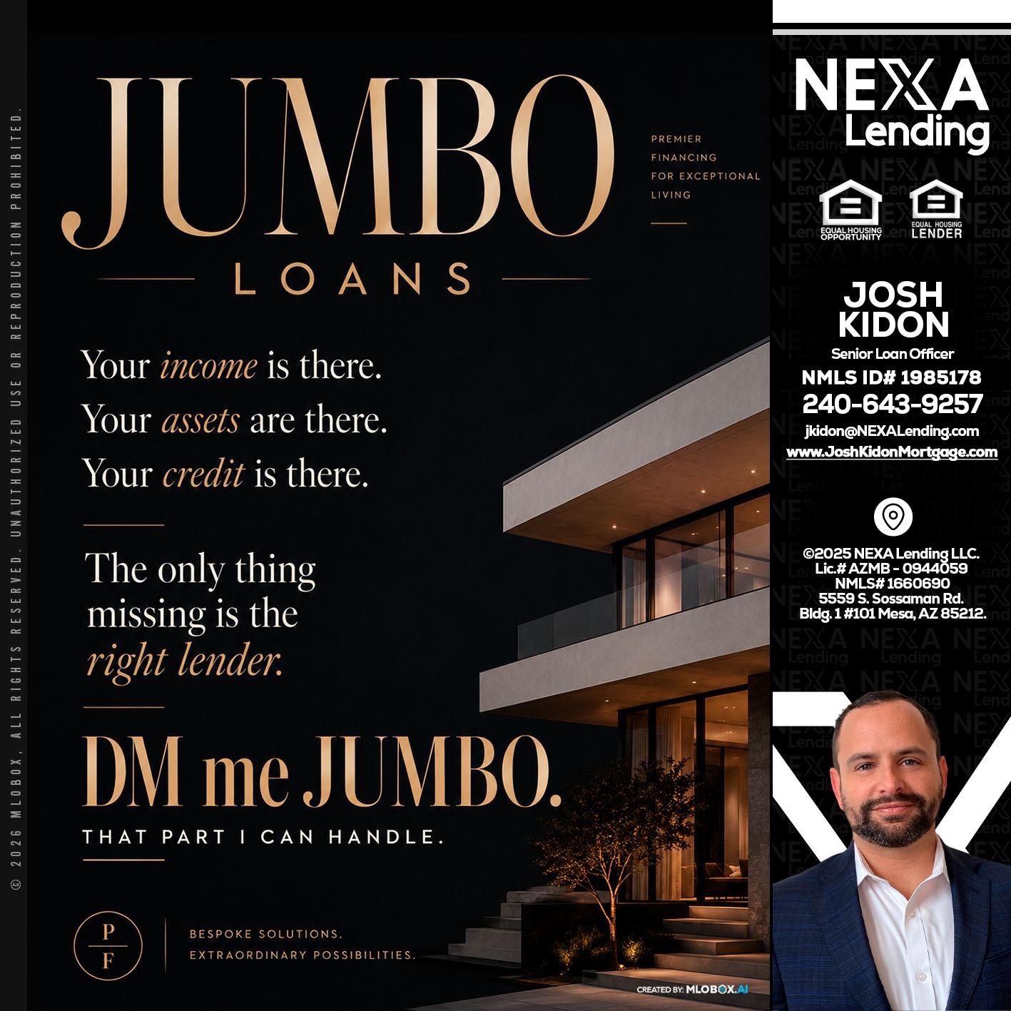 JUMBO LOANS - Joshua Kidon -Senior Loan Officer