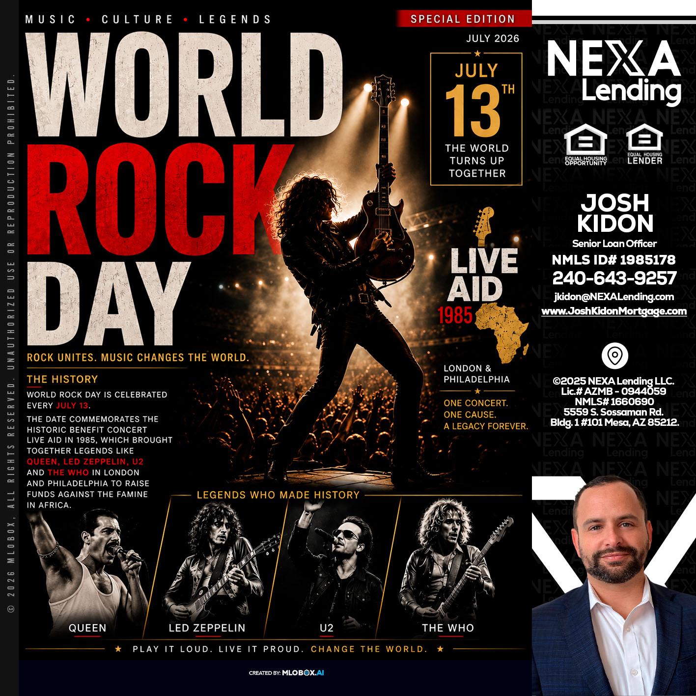 WORLD ROCK MUSIC DAY - Joshua Kidon -Senior Loan Officer