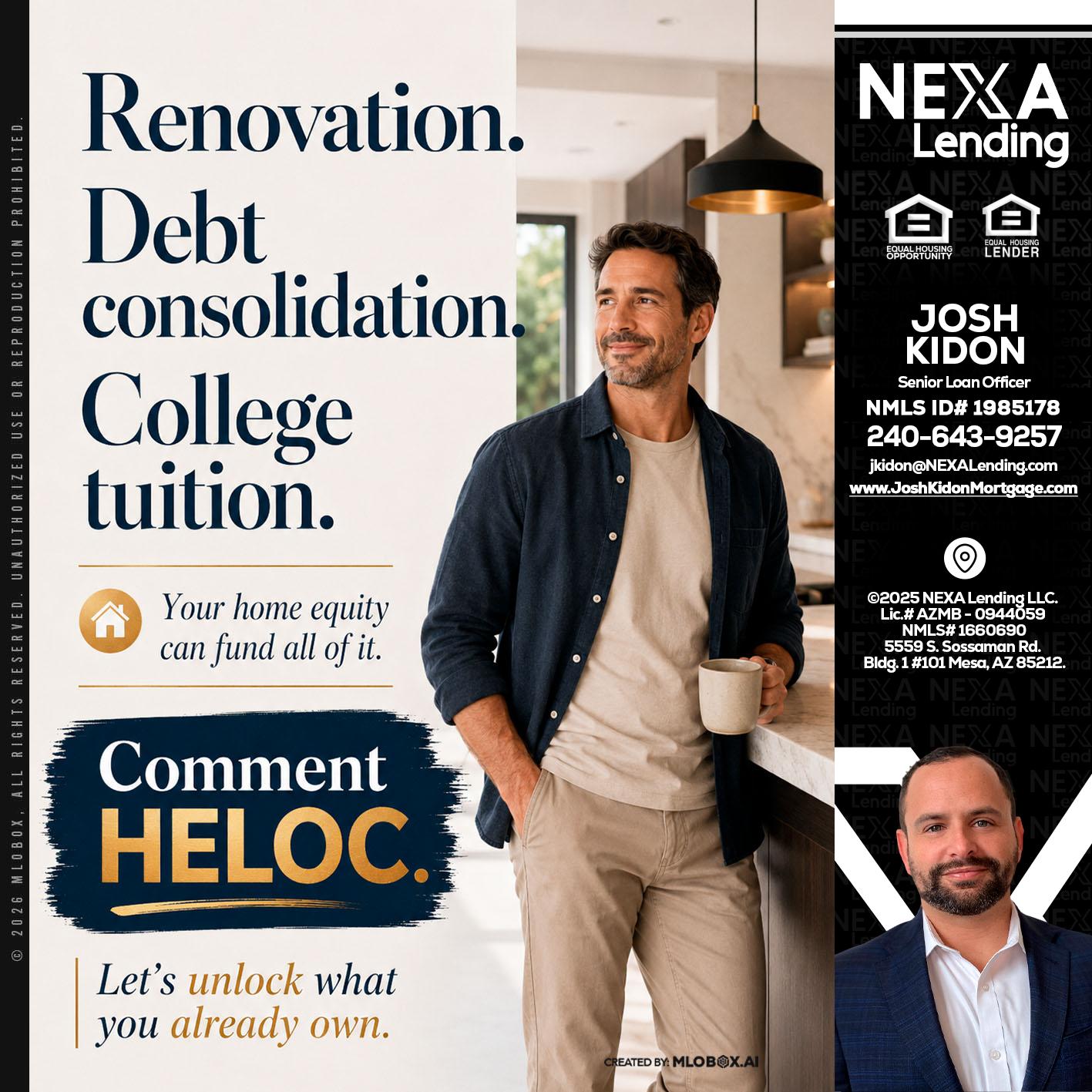 RENOVATION DEBT - Joshua Kidon -Senior Loan Officer