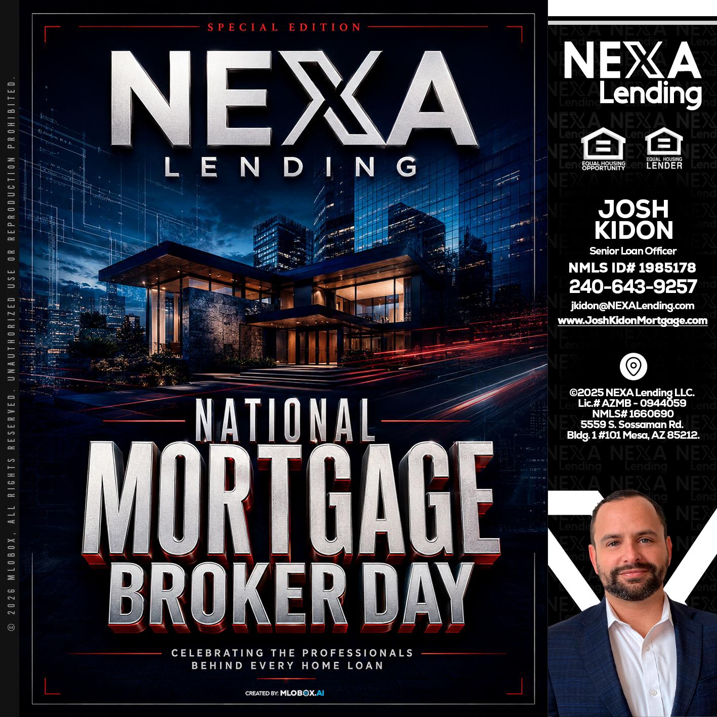 NATIONAL MORTGAGE BROKER DAY - Joshua Kidon -Senior Loan Officer