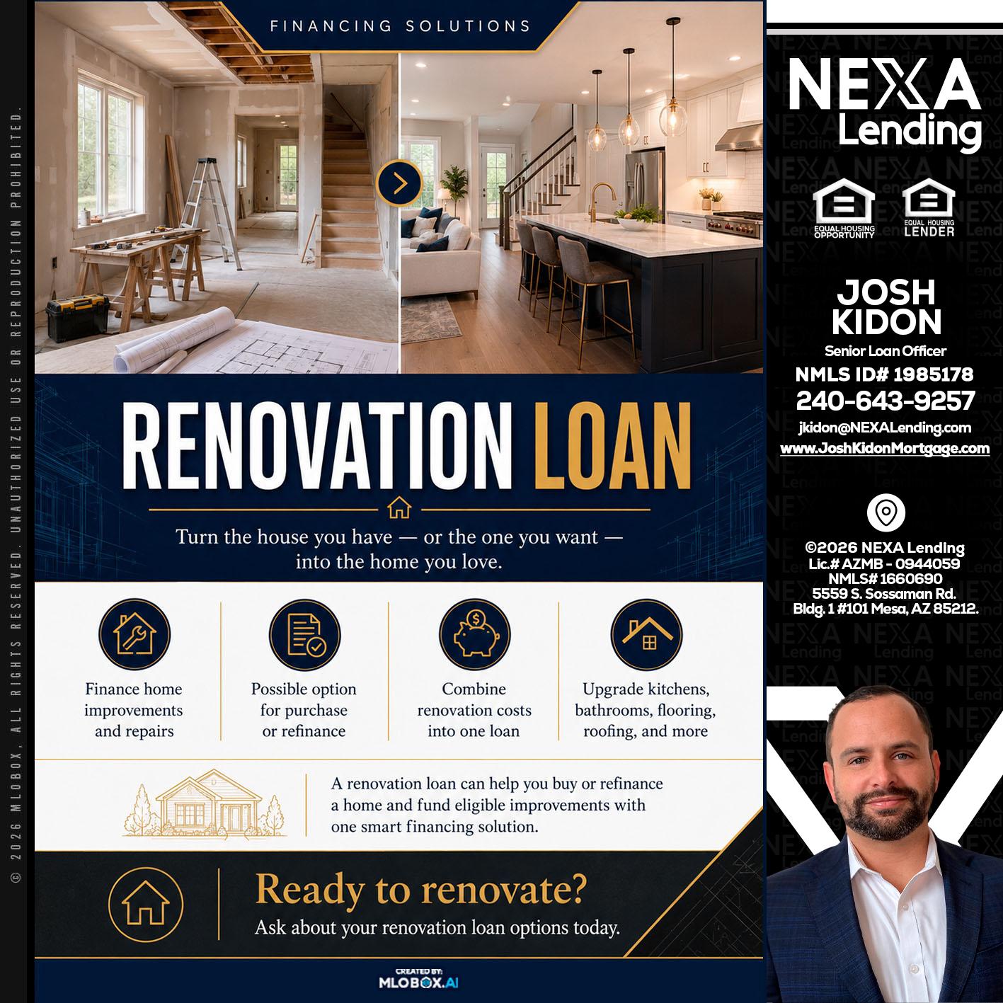 RENOVATION LOAN - Joshua Kidon -Senior Loan Officer