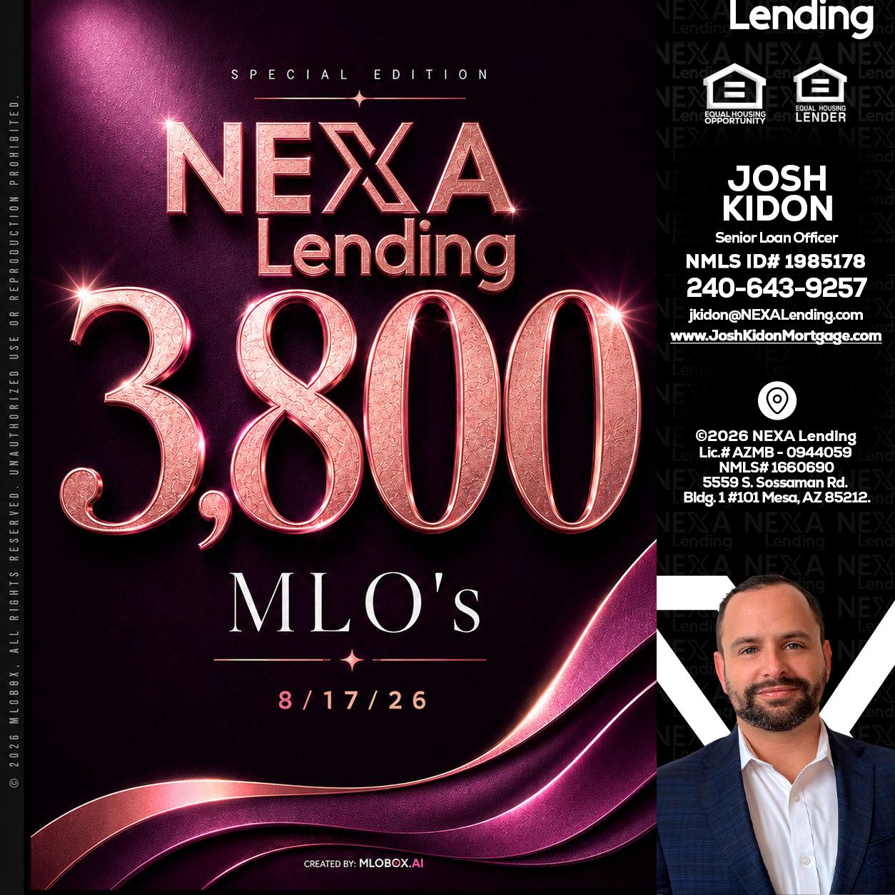 3800 MLOs - Joshua Kidon -Senior Loan Officer