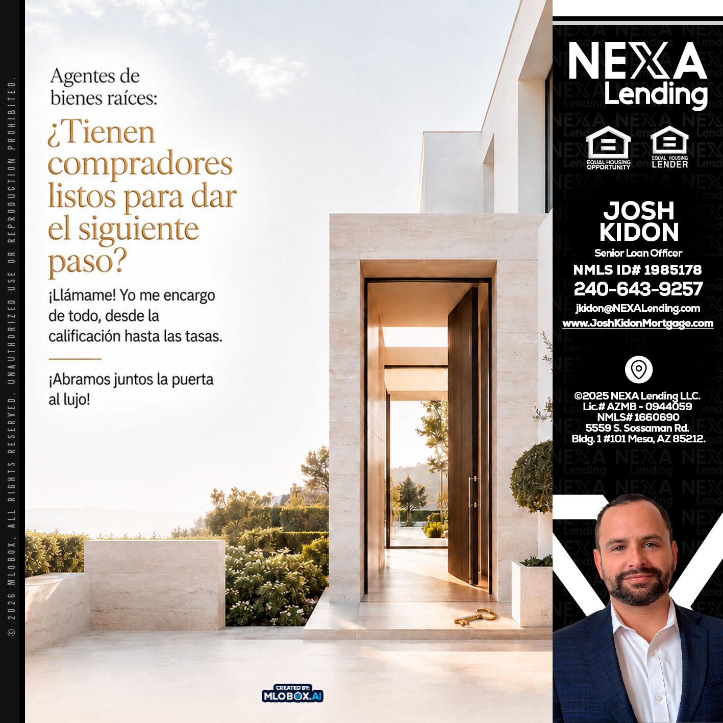 agentes de bienes raíces - Joshua Kidon -Senior Loan Officer