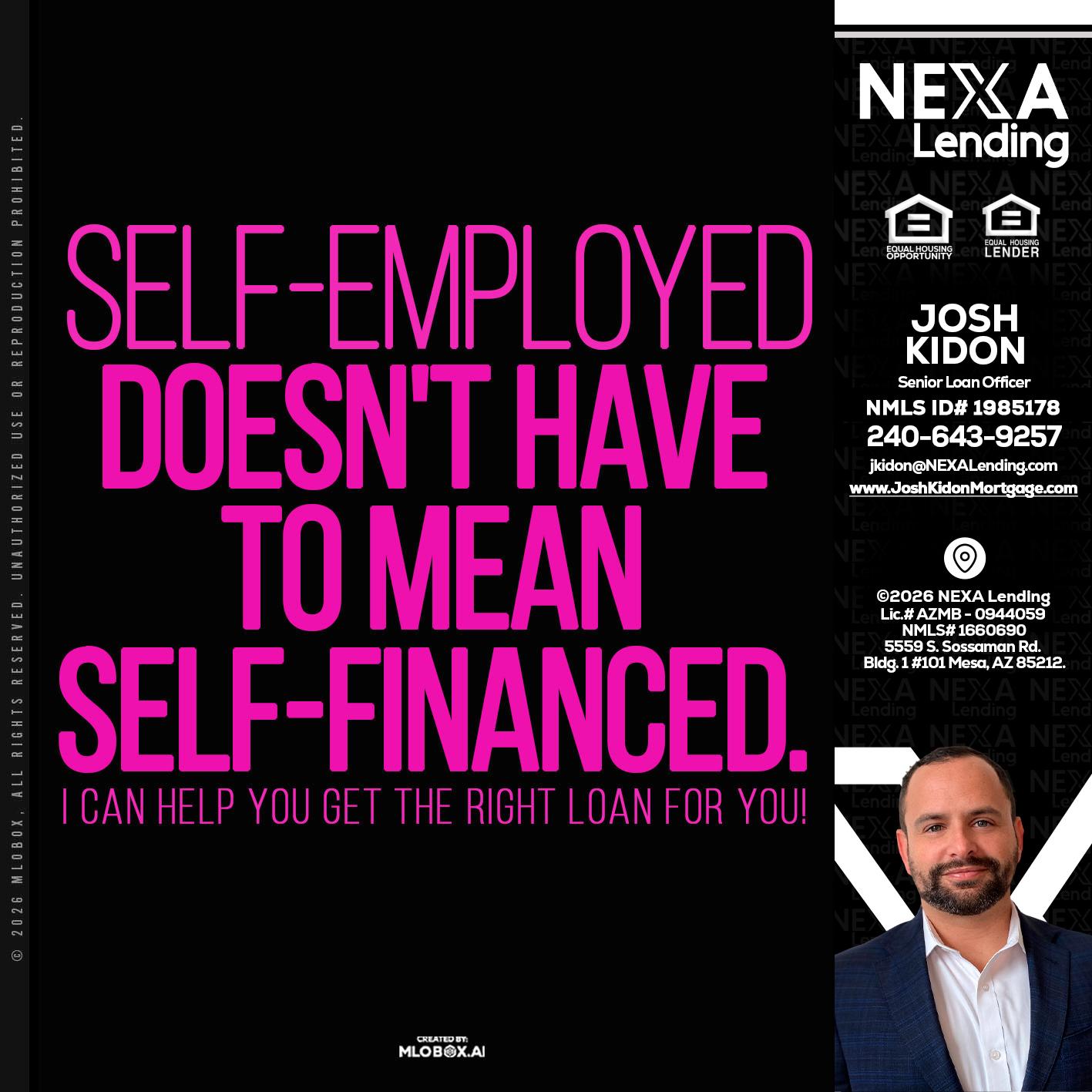 self employed - Joshua Kidon -Senior Loan Officer