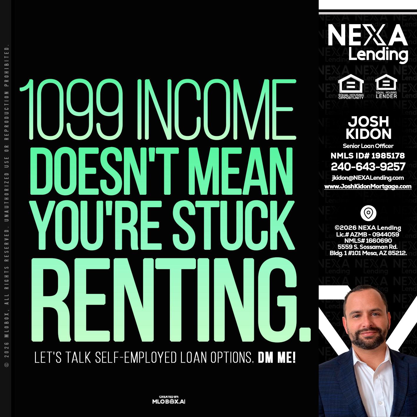 1099 income - Joshua Kidon -Senior Loan Officer